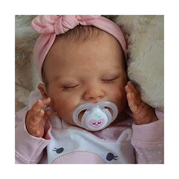 Reborn Dormir Bébé Garçon/Fille Poupée en Vinyle Souple Réaliste 19 Pouces Lesté Nouveau-Né Poupées Coffret Cadeau pour Enfan