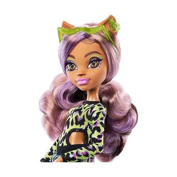 Monster High Scare-adise Island Clawdeen Wolf Poupée avec maillot de bain, jogging et accessoires de plage comme visière, bou