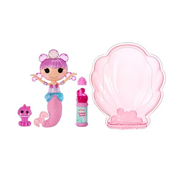 Lalaloopsy Bubbly Mermaid - OCEAN SEABREEZE – Poupée aquatique avec 1 méduse – Contient 1 baignoire en coquillage & solution 