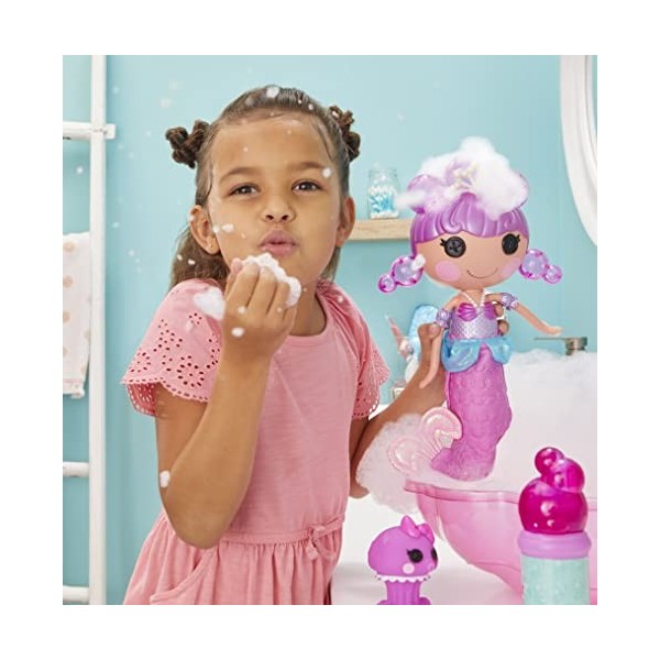 Lalaloopsy Bubbly Mermaid - OCEAN SEABREEZE – Poupée aquatique avec 1 méduse – Contient 1 baignoire en coquillage & solution 