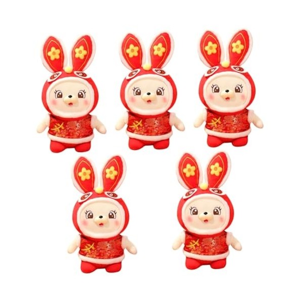 ibasenice 5 Pièces Année du Lapin Mascotte 2023 Lapin Année Mascotte Poupée 2023 Nouvel an Chinois Figure Année du Lapin 2023