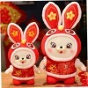 ibasenice 5 Pièces Année du Lapin Mascotte 2023 Lapin Année Mascotte Poupée 2023 Nouvel an Chinois Figure Année du Lapin 2023