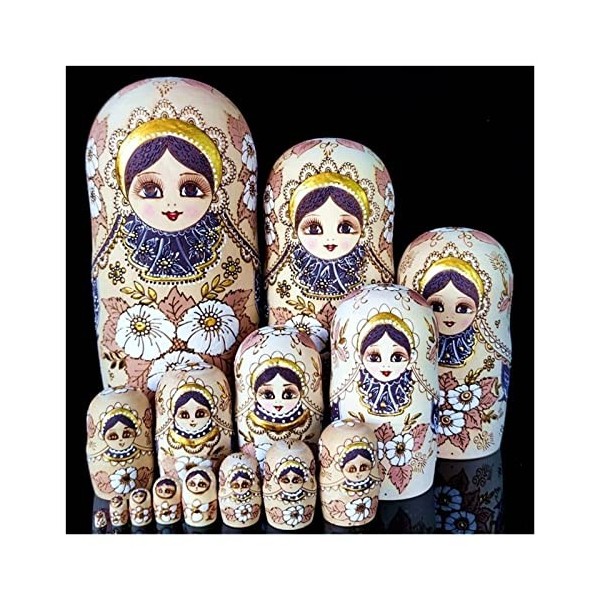 Poupées Gigognes 15 Pièces Poupées Russes en Bois Peintes À La Main Artisanat Traditionnel Matryoshka Poupées Jouets Cadeau R