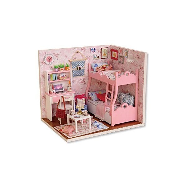 Heqianqian Kits de Maison Accessoires de Chambre de Maison de poupée en Bois Fait Main Miniature Maison de poupée avec Cadeau