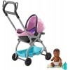 Barbie Famille Skipper baby-sitter, petite figurine bébé avec poussette rose et bleu, cosy amovible et accessoires, jouet pou