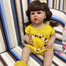55CM Réaliste Reborn Bébé Poupée Fille 22 Pouces Tout Le Corps Doux Silicone Reborn Bambin Poupée Peau 3D avec des Veines Vis
