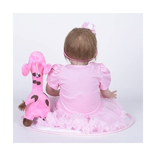 Realborn Poupée bébé 55 cm en silicone véritable pour filles Yeux ouverts Coffret cadeau pour enfants