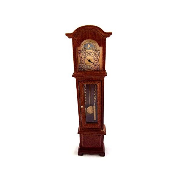 Maison De Poupées Miniature 1:12 Noix Fonctionnelle Quartz Victorien Horloge De Parquet