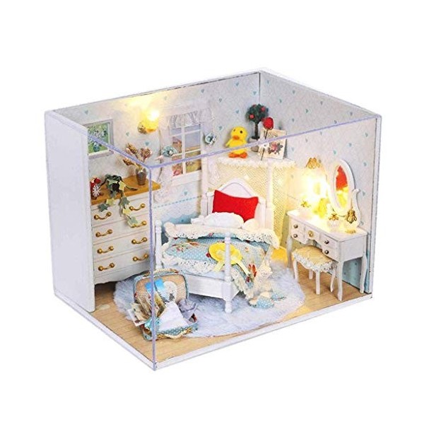 n/a Modèle de Maison de poupées de Miniature avec des Meubles, Maison de poupée en Bois DIY Kit Plus étanche à la poussière