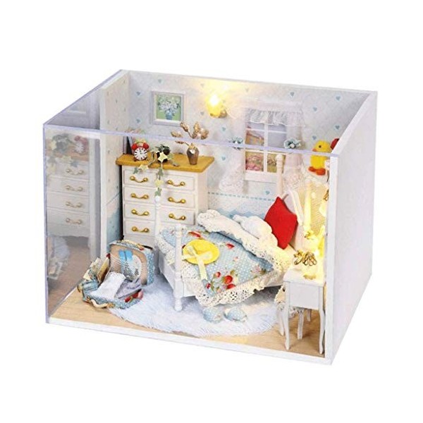 n/a Modèle de Maison de poupées de Miniature avec des Meubles, Maison de poupée en Bois DIY Kit Plus étanche à la poussière