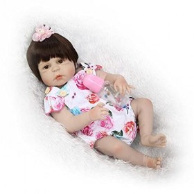 Baryuu Reborn Poupée Bébé Silicone Bébé Reborn-56cm avec tétine et biberon