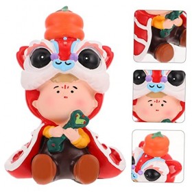 Didiseaon 5 Pièces Ornements Ornement De Longévité Ornement Feng Shui Poupées De Mascotte Sculpture De Lion Statue De Danse d