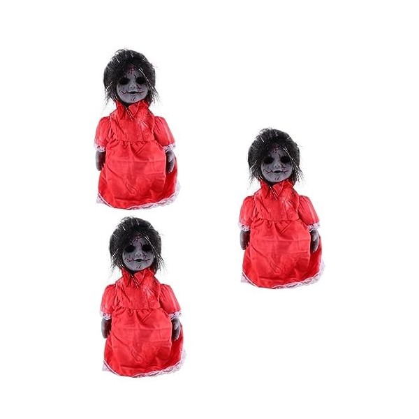 ABOOFAN 3 Pcs Zombies Animés Voix Effrayant Rouge Son Lumière Faveurs Décor Réaliste À LExtérieur Inclus Poupées Marchant po