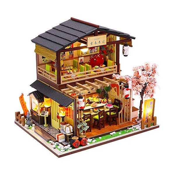 CUTEBEE Maison de poupée miniature avec meubles, kit de maison de poupée en bois à faire soi-même, résistant à la poussière e