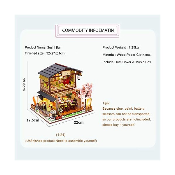 CUTEBEE Maison de poupée miniature avec meubles, kit de maison de poupée en bois à faire soi-même, résistant à la poussière e