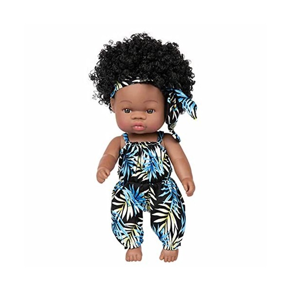 HLILY PoupéE Reborn, Poupée De Fille Noire Africaine en Silicone Souple Poupée De Bébé Nouveau-né Réaliste, Jouets De Compagn