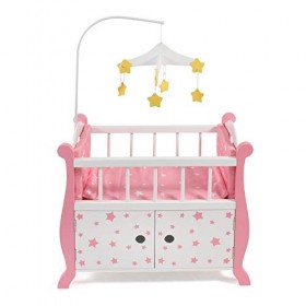 Bayer Chic 2000-Lit pour poupée avec Mobile, 510 88, Étoiles Roses