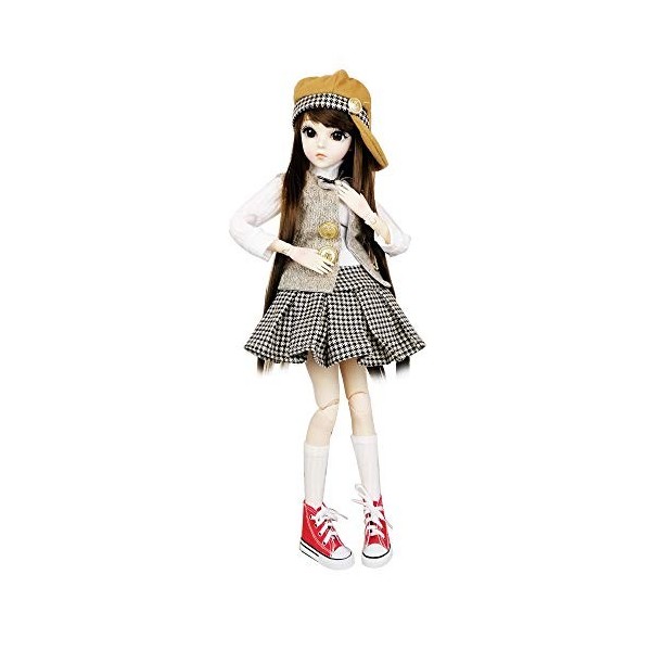 EVA BJD Doll 1/3 balle mécanique Jointed Doll avec un jeu complet de vêtements Manteau Chaussures cheveux Chaussettes Pantalo