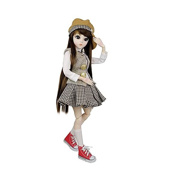 EVA BJD Doll 1/3 balle mécanique Jointed Doll avec un jeu complet de vêtements Manteau Chaussures cheveux Chaussettes Pantalo