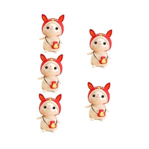 Toyvian 5 Pièces Lapin Poupée Fraise Oreiller Lapin en Peluche Lapin en Peluche Jouet Mignon Oreiller Décoratif Lapin Zodiaqu