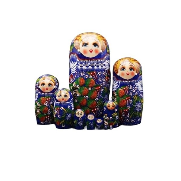 BPILOT Poupées Russes Ensemble de poupées gigognes 10 pièces poupée gigogne Russe en Bois Fait à la Main Russe Matryoshka fêt