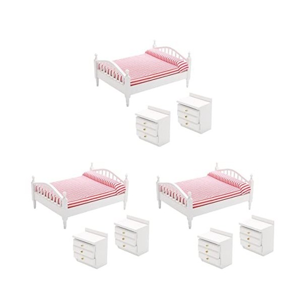 Toyvian 4 Ensembles Faux Lit Double Lit De Poupée Décoratif Jouet De Lit De Poupée Mini Meuble Paysager Dessus De Bureau Mini