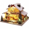 Maison Poupée avec Meubles, Kit Meubles en Bois Miniature pour Maison Poupée Bricolage 1:24 avec Cache-poussière Et Mouvement