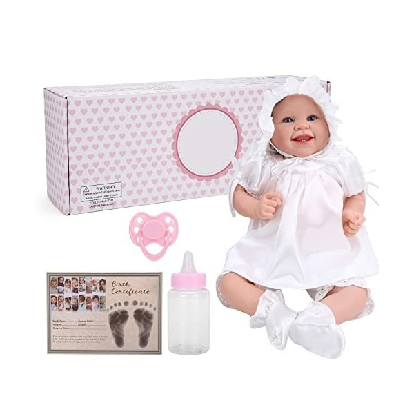 20 pouces Reborn bébé poupée simulation réaliste bébé fille poupée jouet biberon mamelon ensemble, pour la maison