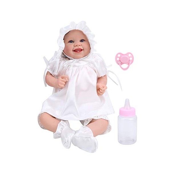 20 pouces Reborn bébé poupée simulation réaliste bébé fille poupée jouet biberon mamelon ensemble, pour la maison