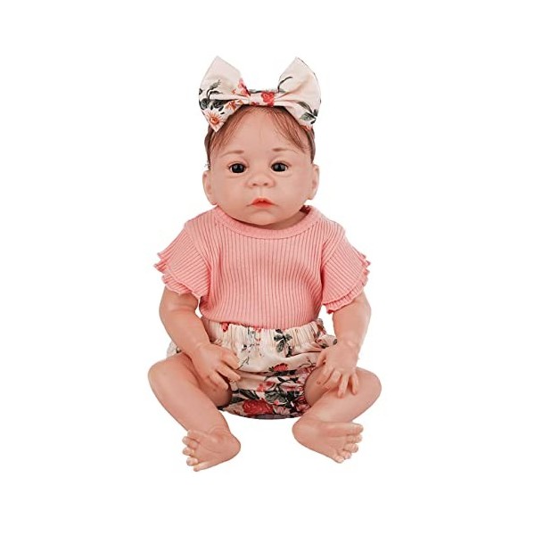 Reborn Baby Dolls Fille 20" Belle Réaliste À La Main en Silicone Souple/Tissu Bébé Bambin Nouveau-Né Poupées, Tissu pour Enfa