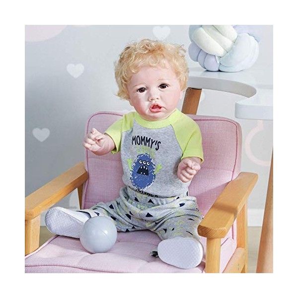 Poupée Réaliste Reborn pour Bébé Garçon, avec Yeux Bruns, en Silicone, Corps Complet, Cadeau danniversaire pour Garçons Et F