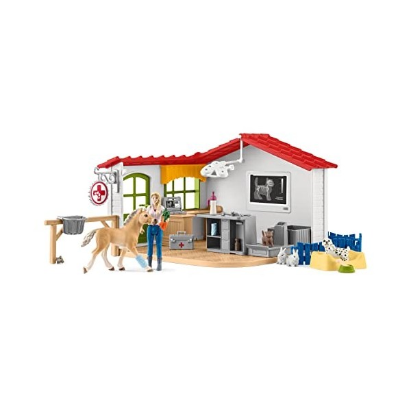 Schleich 42502 Cabinet vétérinaire avec Animaux, dès 3 Ans, Farm World - Coffret, 39 x 11 x 23 cm