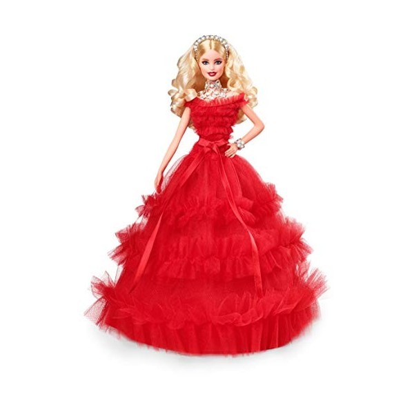 Barbie Signature poupée de collection tenue de Noël, robe rouge cintrée à la taille, édition 30ème anniversaire, jouet collec