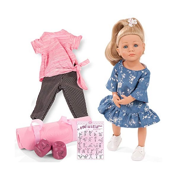 Götz 2111022 Little Kidz Lotta Doll - poupée Multi-articulée Debout de 36 cm aux Cheveux blonds et aux Yeux Bleus - Set de 13