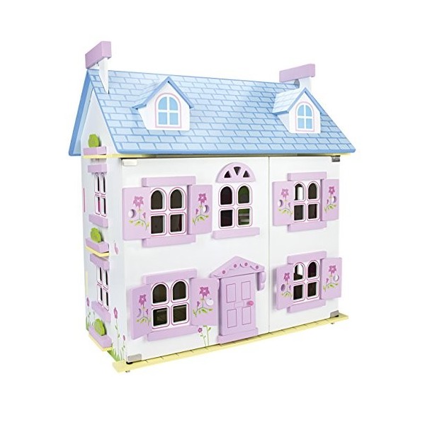 Leomark Belle Alpine Maison De Poupée - en Bois - avec des Meubles Et De La Famille De Poupées, Couleur Rose, Jouet pour Enfa