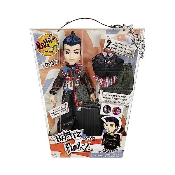 Bratz Pretty N Punk Boyz Punkz Poupée Mannequin - Eitan - Poupée Garçon avec 2 Tenues et Valise - pour Les Collectionneurs 