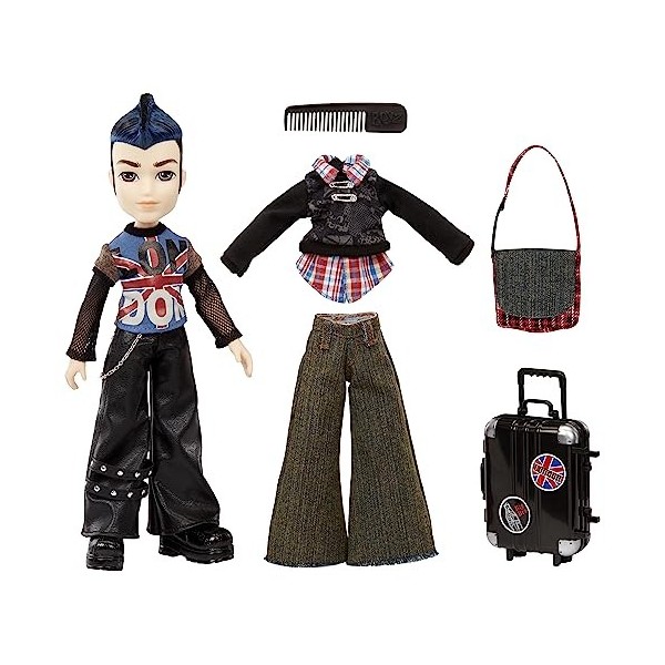 Bratz Pretty N Punk Boyz Punkz Poupée Mannequin - Eitan - Poupée Garçon avec 2 Tenues et Valise - pour Les Collectionneurs 