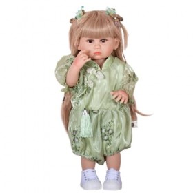 YIHANGG 55cm Poupées Reborn pour Jeunes Enfants avec Cheveux Longs Dorés 22 Pouces Poupée Princesse Silicone pour Tout Le Cor