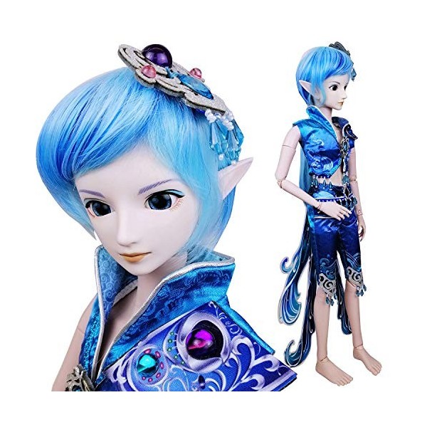 Water Prince Poseidon 1/3 BJD Doll Full Set 24 inch 19 ball jointed dolls Elf ears + Clothes + Free makeup + Hair + Accessori