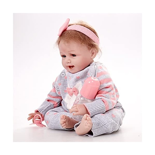 YANRU Bebe Reborn Realiste Silicone, 22 Pouces/55 Cm PoupéE BéBé, sans PVC PoupéE Reborn Fille, Convient Aux Enfants De 3 Ans