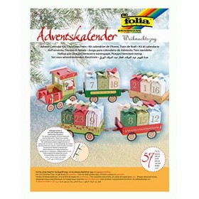 folia 9394 Calendrier de lAvent Train de Noël 60 pièces Kit de bricolage avec chemin de fer prédécoupé et 24 paquets cadeaux