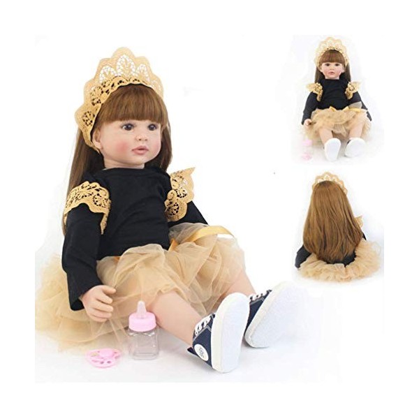 24 Pouces 60 Cm Reborn Doll Princesse Fille Poupée, Vinyle Doux Silicone Coton Corps Vie comme Reborn Bébé Poupée, Meilleur C