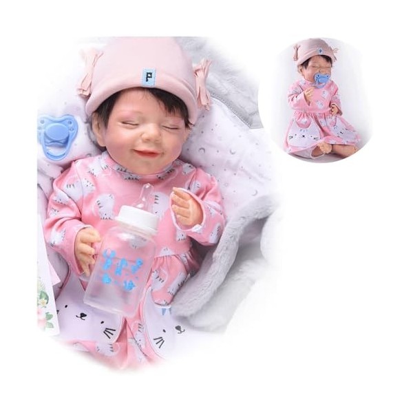 Poupée Reborn, poupées de bébé en Silicone Reborn de 18 Pouces, Corps Complet, avec Jouet dalimentation, poupée de bébé Nouv