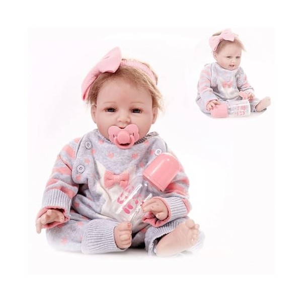 Bébé réaliste, poupée Reborn en Silicone Lavable de 22 Pouces, poupée réaliste, Meilleur Cadeau danniversaire pour Les Fille