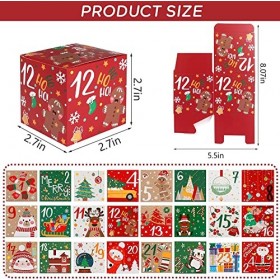 Yucch Calendriers de lAvent,Boîtes pour Calendrier de lAvent à Remplir,24 Papier Kraft Set de Boîtes Calendrier,Cadeaux de 