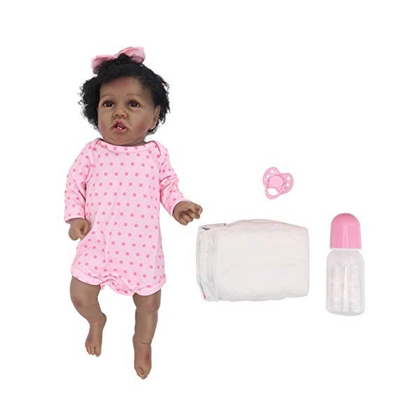 BALRAJ 55 Cm/21,7 Pouces Poupée Bébé Noir Africain Reborn Bébé Poupées Simulation Réaliste Bébé Poupée Collection Jouet Cadea