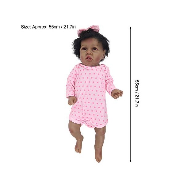 BALRAJ 55 Cm/21,7 Pouces Poupée Bébé Noir Africain Reborn Bébé Poupées Simulation Réaliste Bébé Poupée Collection Jouet Cadea