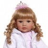 Poupée Bébé Reborn en Silicone 24 Pouces 60 Cm, Poupée Princesse Fille, Cheveux Blonds avec Couronne Rose, Accessoires pour C