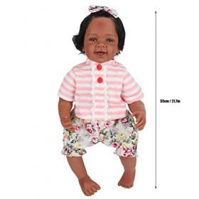 BALRAJ Poupées De Bébé Reborn De 55 Cm pour Filles, Poupée Noire Réaliste, Poupée De Filles Africaines avec Accessoires De Po
