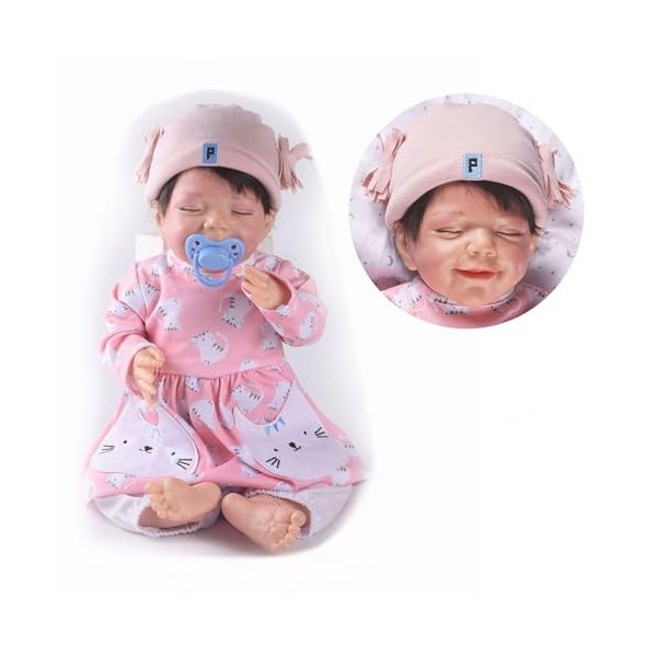 Poupées réalistes pour Nouveau-né, 45,7 cm, Corps Complet en Silicone, avec kit dalimentation, poupée réaliste, Meilleur Cad